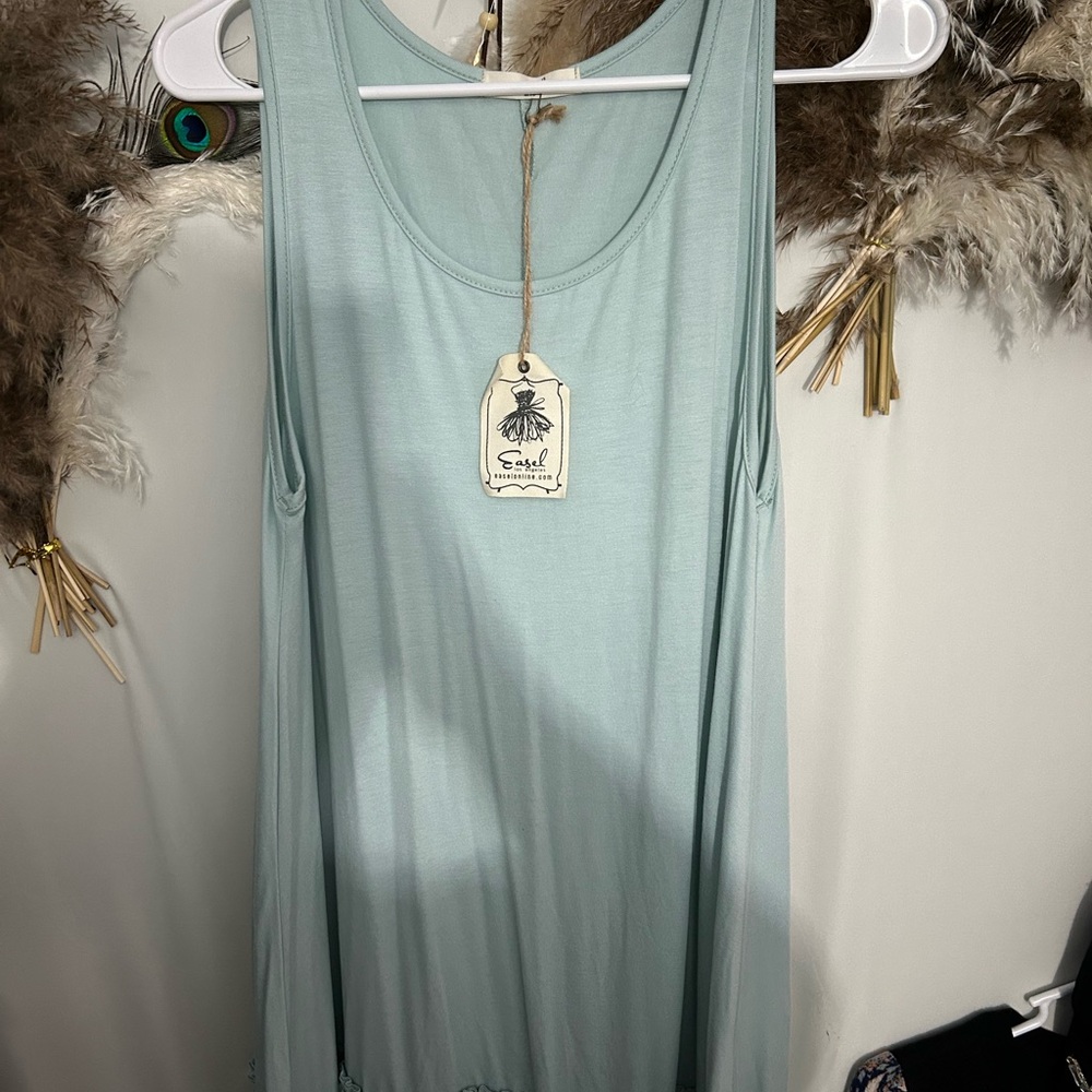 Easel Aqua Sleeveless Top